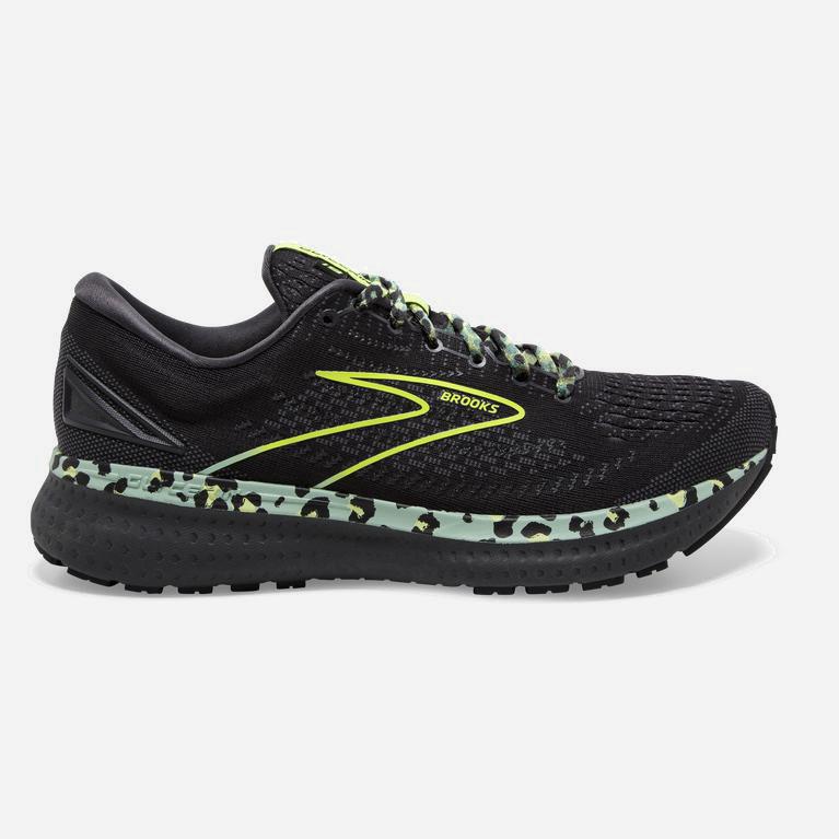 Brooks Glycerin 19 Womens Road Running Shoes - Black/Ebony/grey Charcoal/Nightlife/green Yellow - Ph